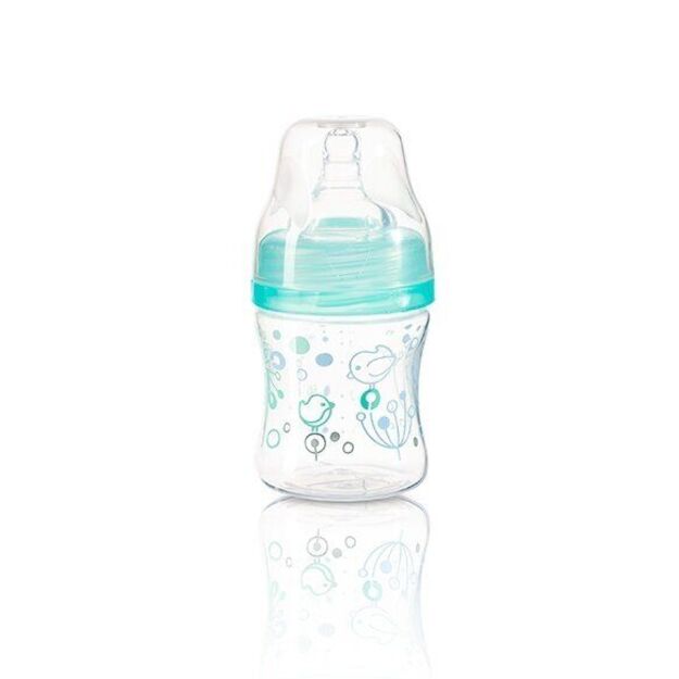 BabyOno dieglių nesukeliantis plataus kaklelio buteliukas 120 ml nuo 0 mėn mėtinis