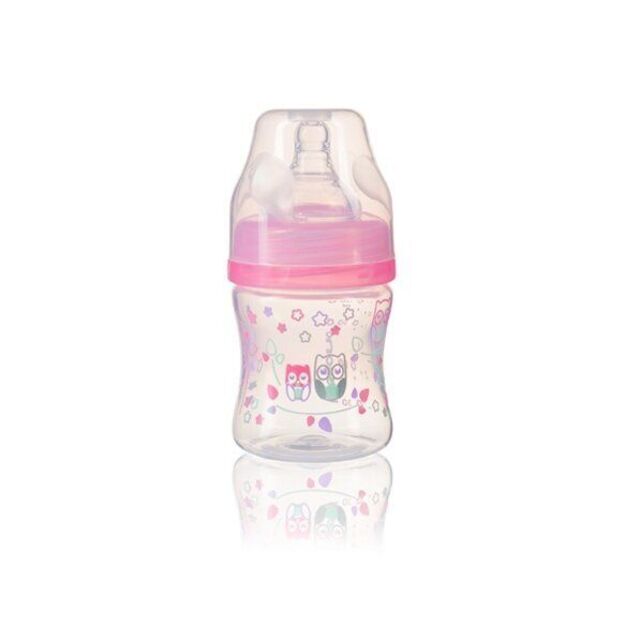 BabyOno dieglių nesukeliantis plataus kaklelio buteliukas 120 ml nuo 0 mėn rožinis