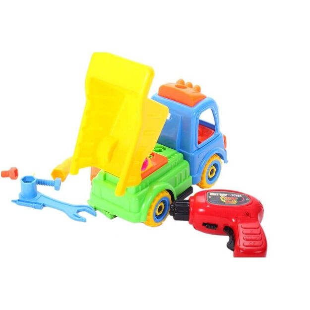 Žaislinė mašina - konstruktorius savivartis su grąžtu