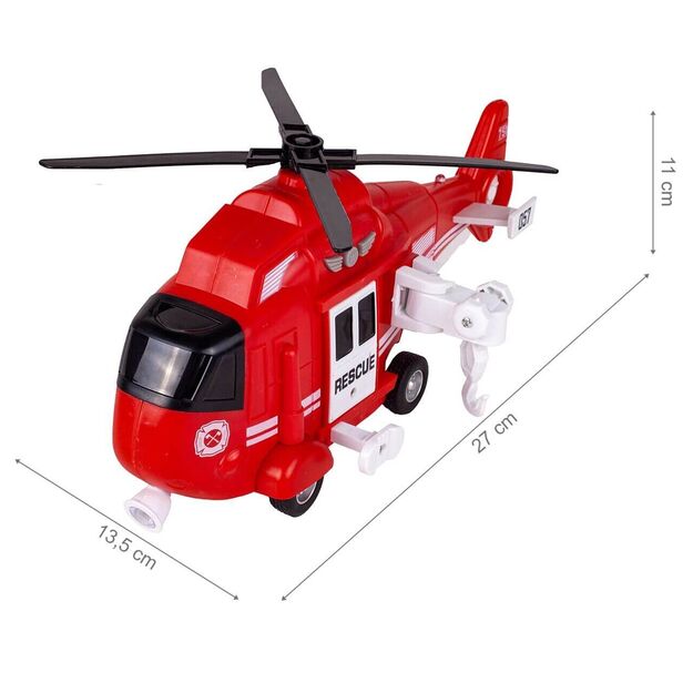 Interaktyvus žaislinis ugniagesių sraigtasparnis su šviesomis ir garsu