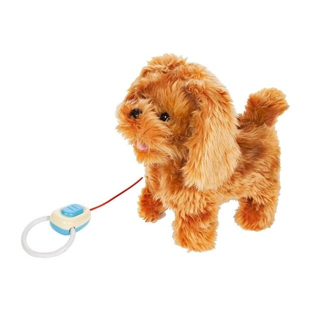 Minkštas žaislas Interaktyvus šuniukas su pavadėliu, 23 cm