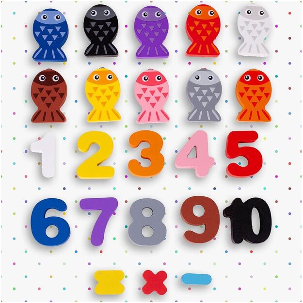 Montessori medinė dėlionė, mokanti skaičiuoti 6in1