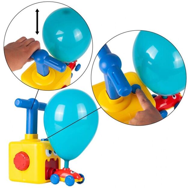 Balionų paleidimo įrenginys su 2 automobiliais + 12 balionų