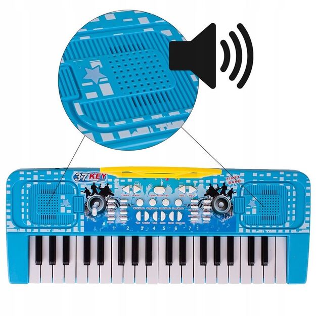 Vaikiškas pianinas, 37 klavišai, mėlynas