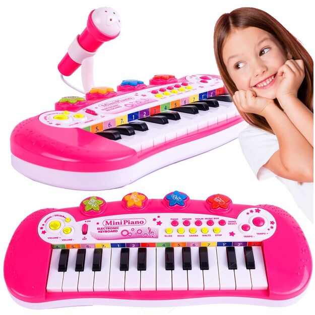 Vaikiškas pianinas su mikrofonu, 24 klavišai