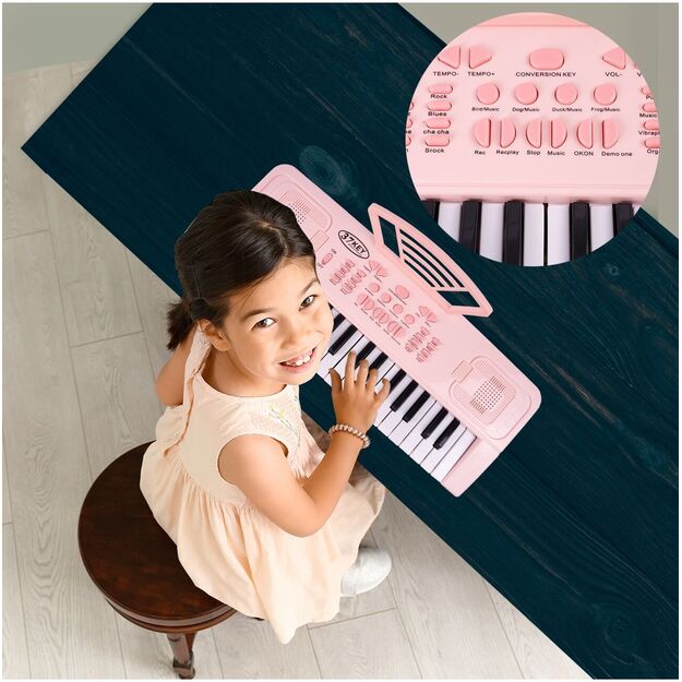 Vaikiškas pianinas su mikrofonu, 37 klavišai