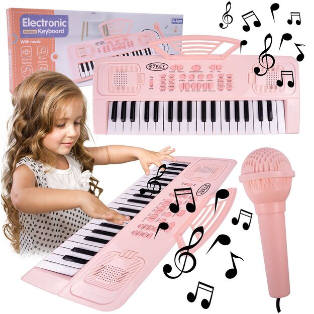 Vaikiškas pianinas su mikrofonu, 37 klavišai