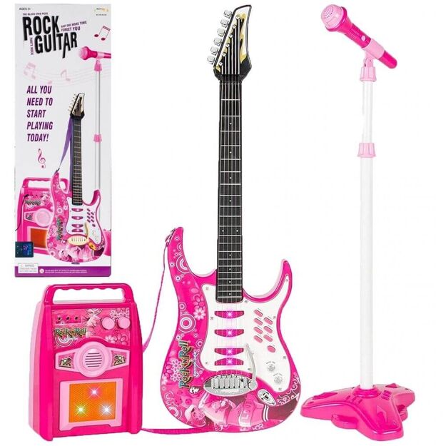 Vaikiška gitara su stiprintuvu ir mikrofonu