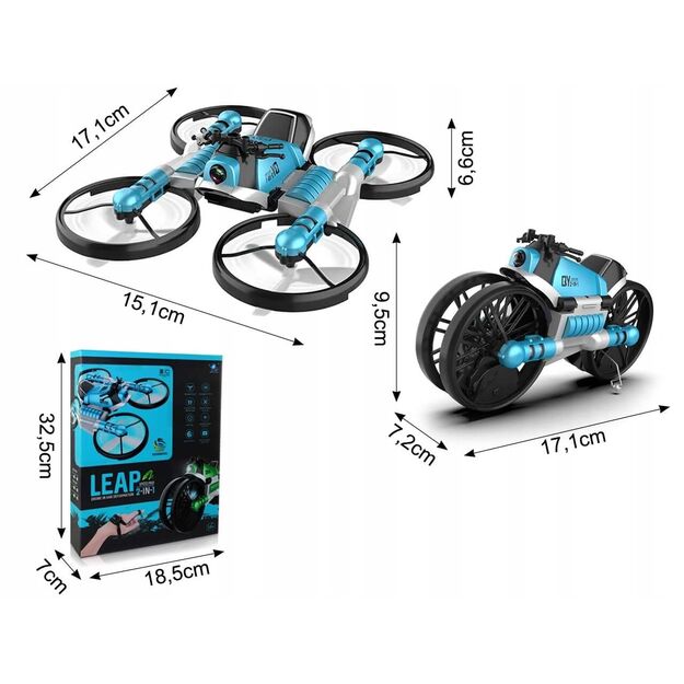 Vaikiškas transformuojantis mini dronas/motociklas