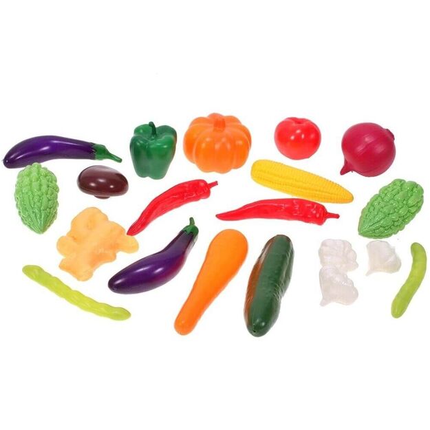 Žaislinis pirkinių krepšelis su vaisiais ir daržovėm, 20 vnt