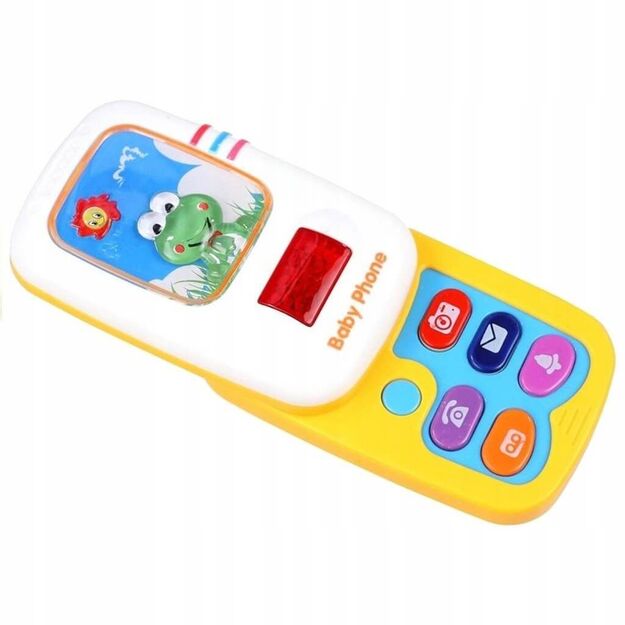 Žaislinis interaktyvus telefonas Varlytė su šviesa ir garsu, išskleidžiamas