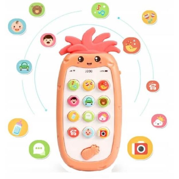 Žaislinis interaktyvus muzikinis telefonas Ananasas