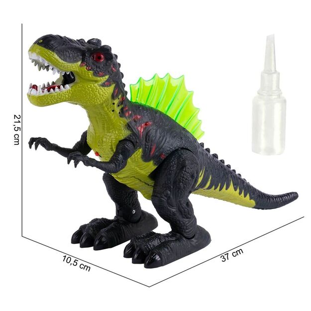 Interaktyvus T-rex dinozauras šviečia, riaumoja, vaikšto, kvėpuoja garais