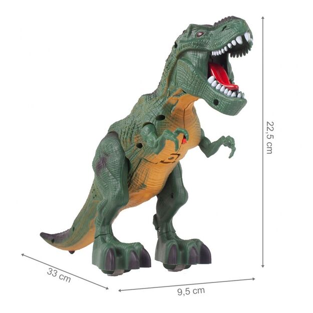 Interaktyvus T-rex dinozauras šviečia, riaumoja, vaikšto