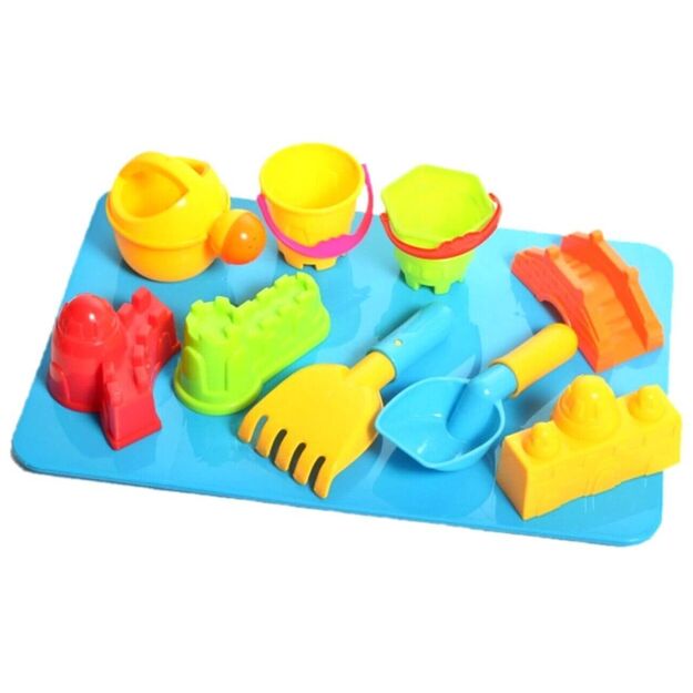 Žaislinis smėlio dėžės ir vandens stalas su priedais