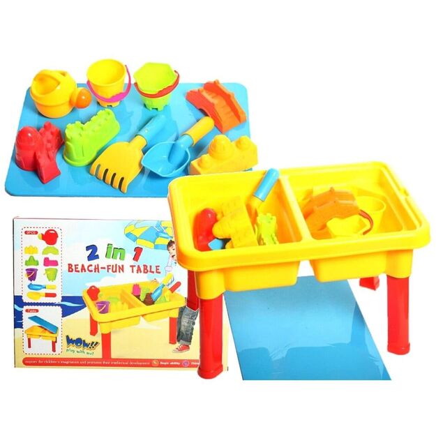 Žaislinis smėlio dėžės ir vandens stalas su priedais