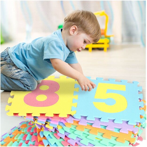 Putplasčio dėlionės kilimėlis su skaičiais ir raidėmis, 36 vnt