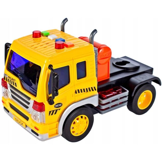 Žaislinis sunkvežimis su vilkiku ir ekskavatoriumi