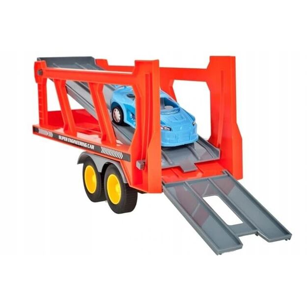 Žaislinis sunkvežimis vilkikas su lengvaisiais automobiliais
