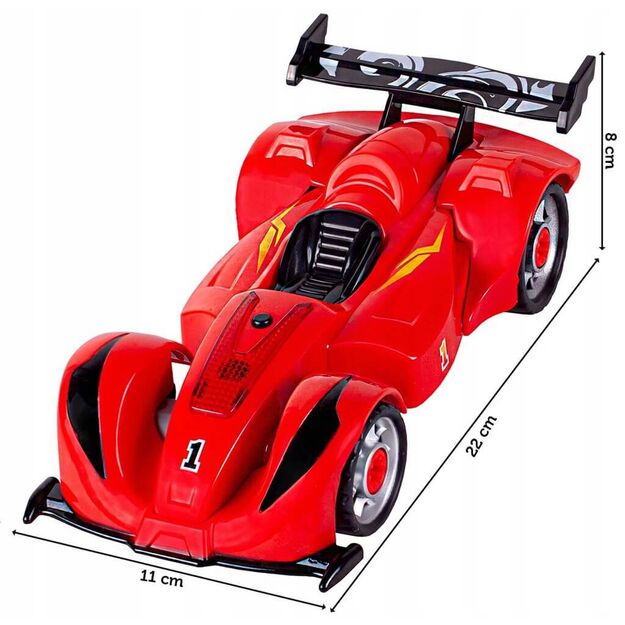 Žaislinis lenktyninis automobilis - konstruktorius su atsuktuvu