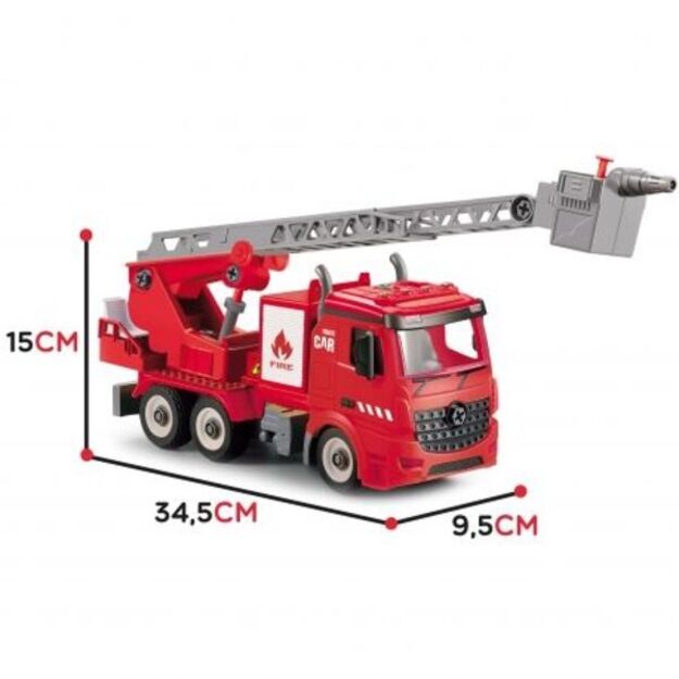 Žaislinis Vaikiškas konstruktorius - ugniagesių mašina su atsuktuvu, 74 vnt
