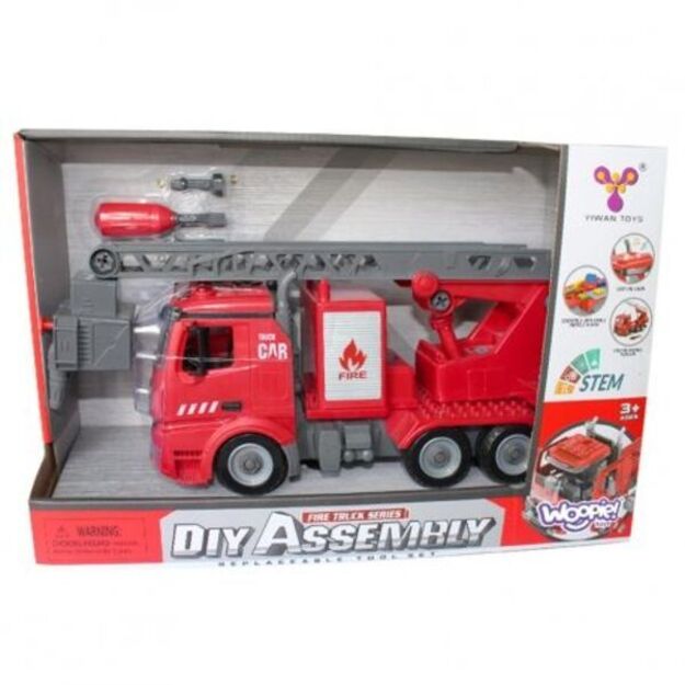 Žaislinis Vaikiškas konstruktorius - ugniagesių mašina su atsuktuvu, 74 vnt