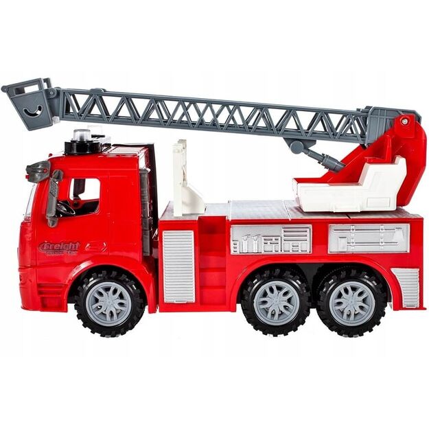 Žaislinis gaisrinis automobilis su besisukančiomis kopėčiomis, 28 cm
