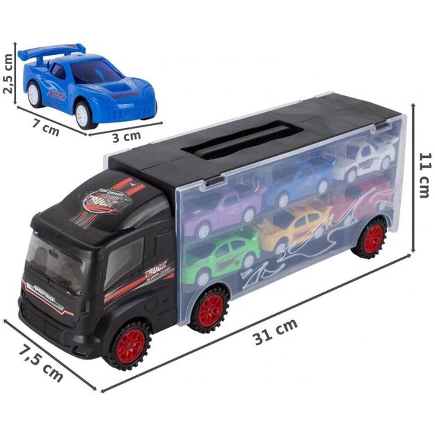 Žaislinis sunkvežimis su 6 automobiliais