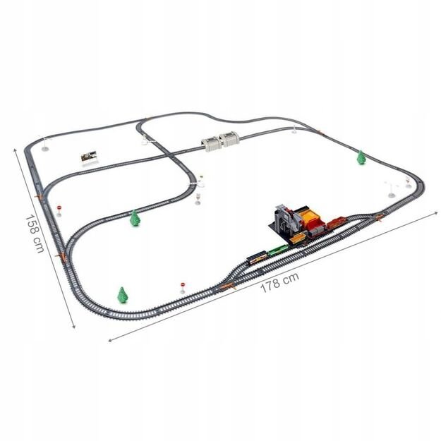 Žaislinė traukinių trasa su krovinių atšaka 1067 cm (trūksta 9 bėgių)