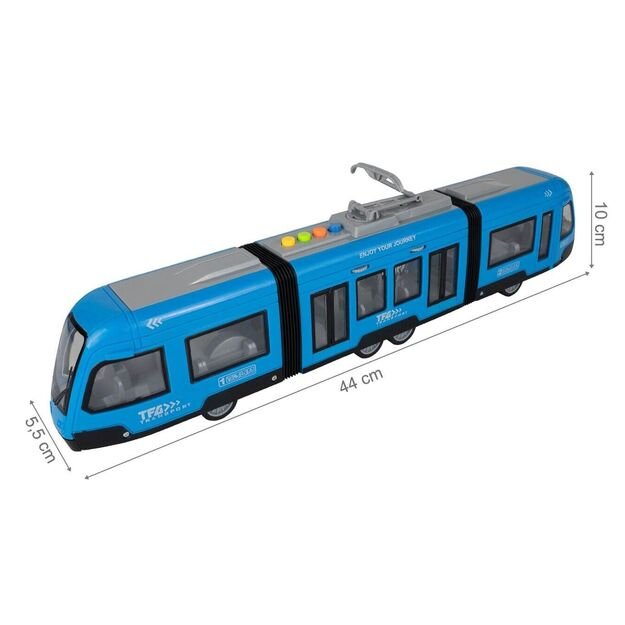 Žaislinis tramvajus su garsu ir šviesa ir atidaromomis durimis