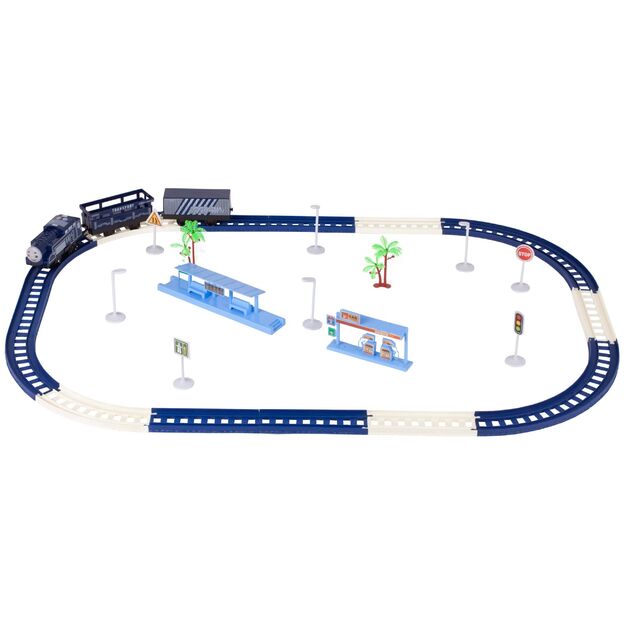Žaislinė traukinio su vagonais trasa, 39 el.
