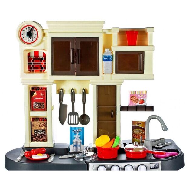 Didelė vaikiška žaislinė virtuvėlė su kriaukle ir priedais