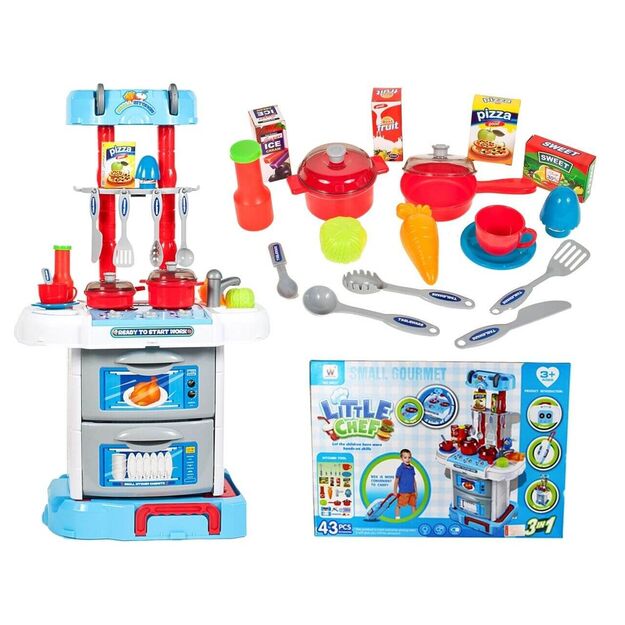 Vaikiška žaislinė virtuvėlė lagamine ant ratų