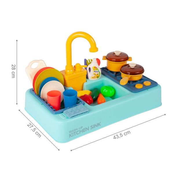 Žaislinė virtuvės kriauklė su priedais 43 cm
